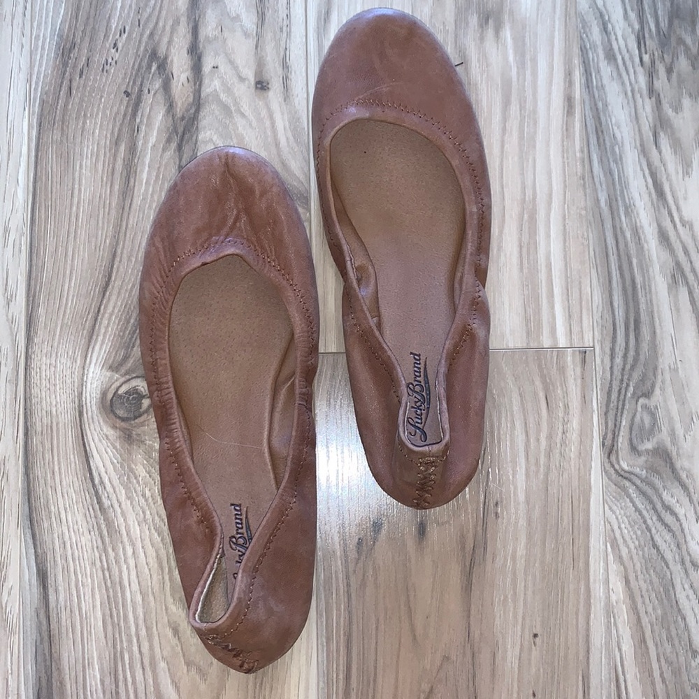 Lucky Brand Emmie Leather Bourbon Flats Gem